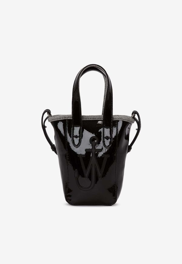 JW Anderson Mini Belt Tote Bag in Coated Denim Black AC0380_FA0391_999