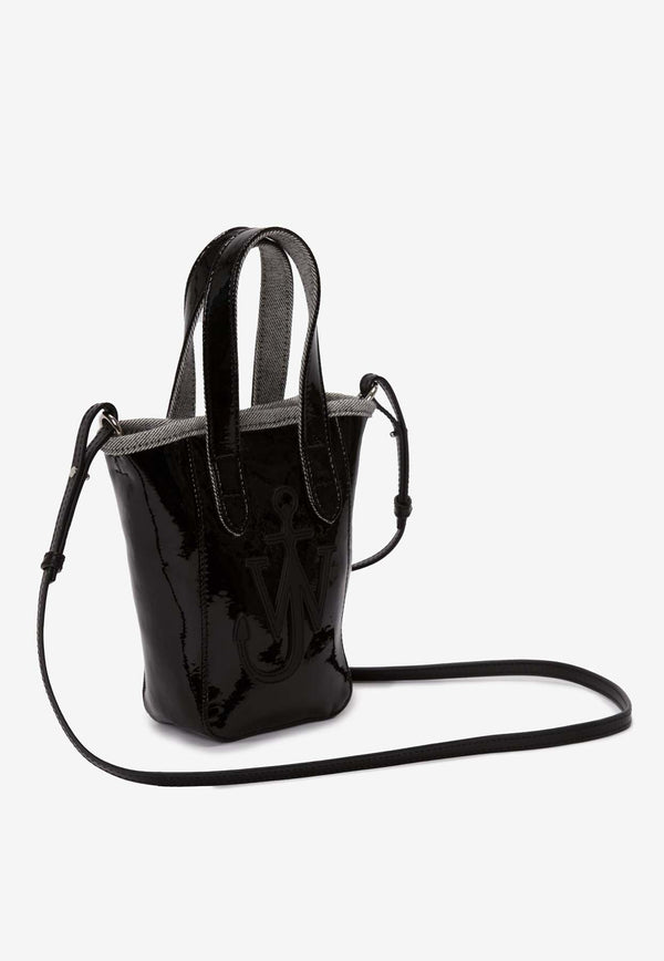 JW Anderson Mini Belt Tote Bag in Coated Denim Black AC0380_FA0391_999