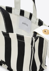 Patou Logo Embroidered Striped Tote Bag Monochrome AC0440174CO/O_PATOU-5960