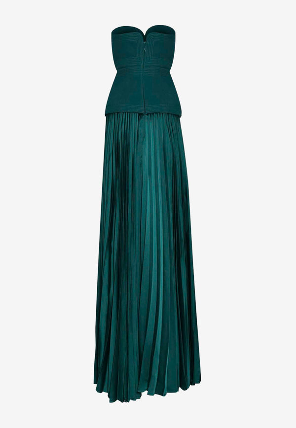 Acler Avonlea Strapless Pleated Maxi Dress Green AS2310213DGREEN