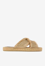 Jimmy Choo Aciel Woven Flat Sandals ACIEL SANDAL FLATGUB GOLD/DARK CAPPUCCINO