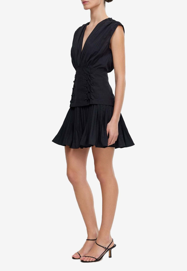 Acler Seabrook V-neck Mini Dress Black