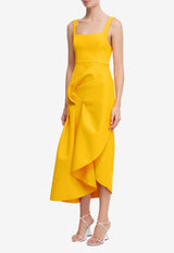 Acler Hewton Draped Midi Dress Yellow