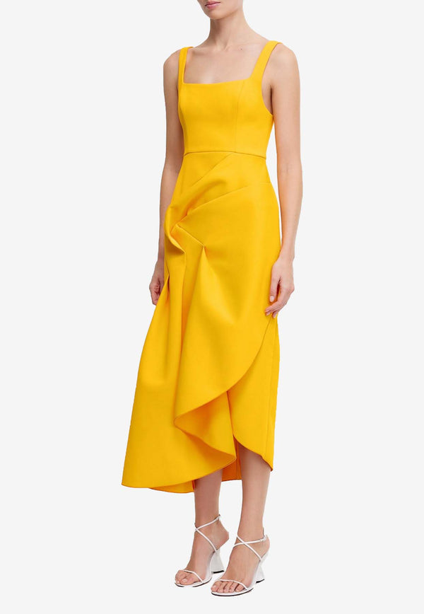 Acler Hewton Draped Midi Dress Yellow