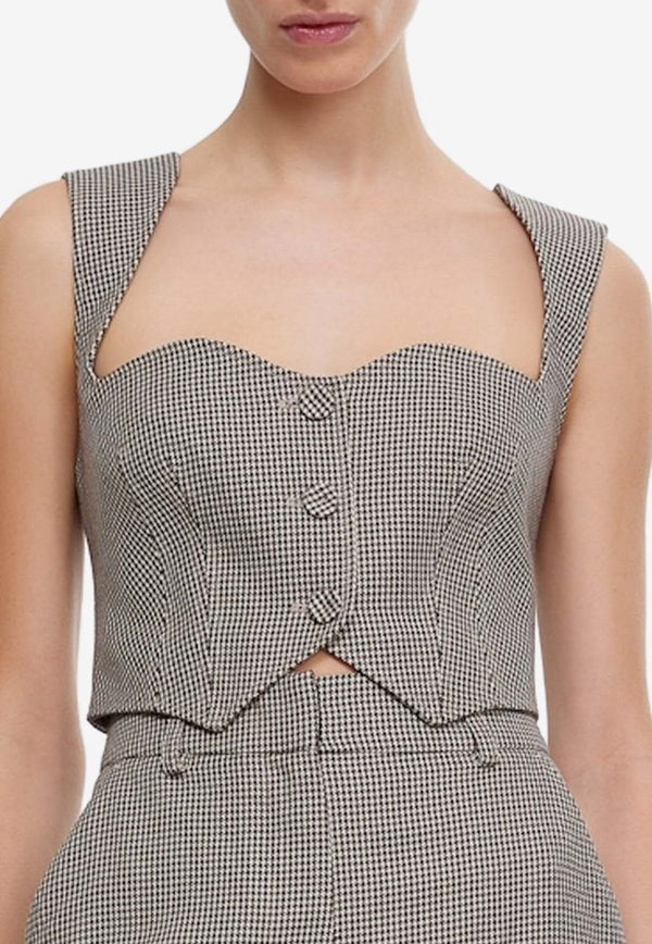 Acler Barcroft Houndstooth Cropped Top Gray