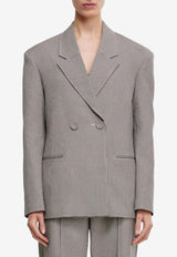 Acler Heysen Double-Breasted Houndstooth Blazer Gray