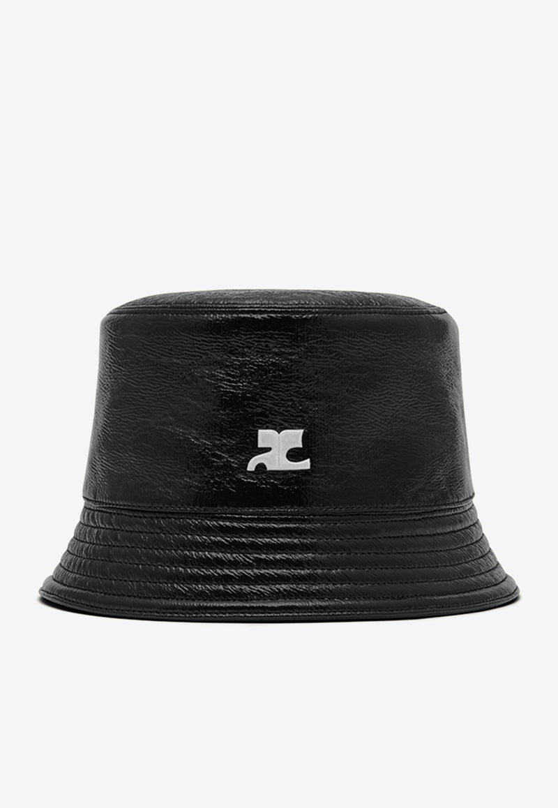 Courrèges Signature Logo Vinyl Bucket Hat Black ACP005VY0014_000_9999