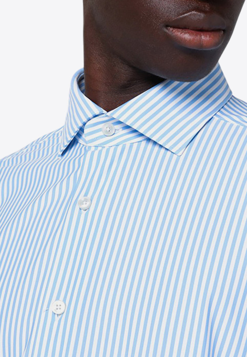 XACUS Striped Long-Sleeved Poplin Shirt  Light Blue ACT558ML11465/P_XACUS-002