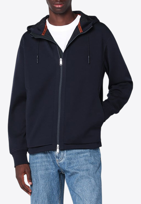 ZEGNA Zip-Up Hooded Sweatshirt in Wool-Blend Navy ACT803E8564/R_ZEGNA-B09