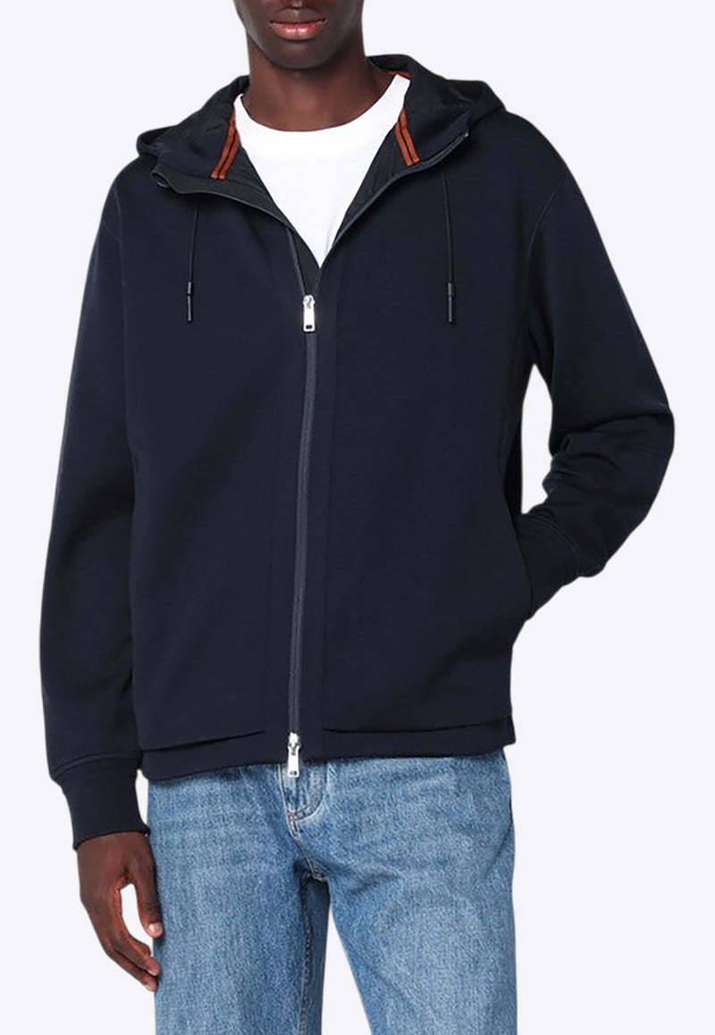 ZEGNA Zip-Up Hooded Sweatshirt in Wool-Blend Navy ACT803E8564/R_ZEGNA-B09