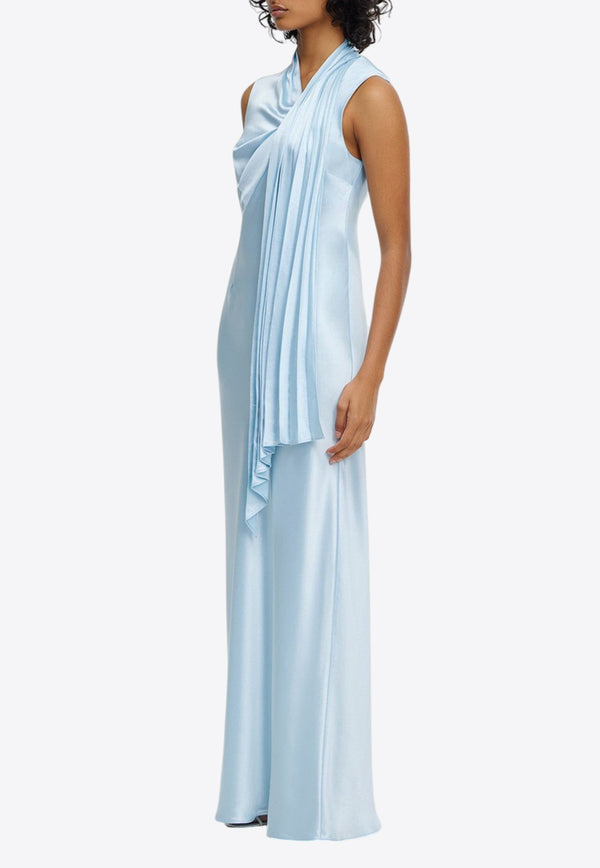 Acler Jeffries Draped Satin Maxi Dress Light Blue AD2407135D-LIGHTCORNFLOWERLIGHT BLUE