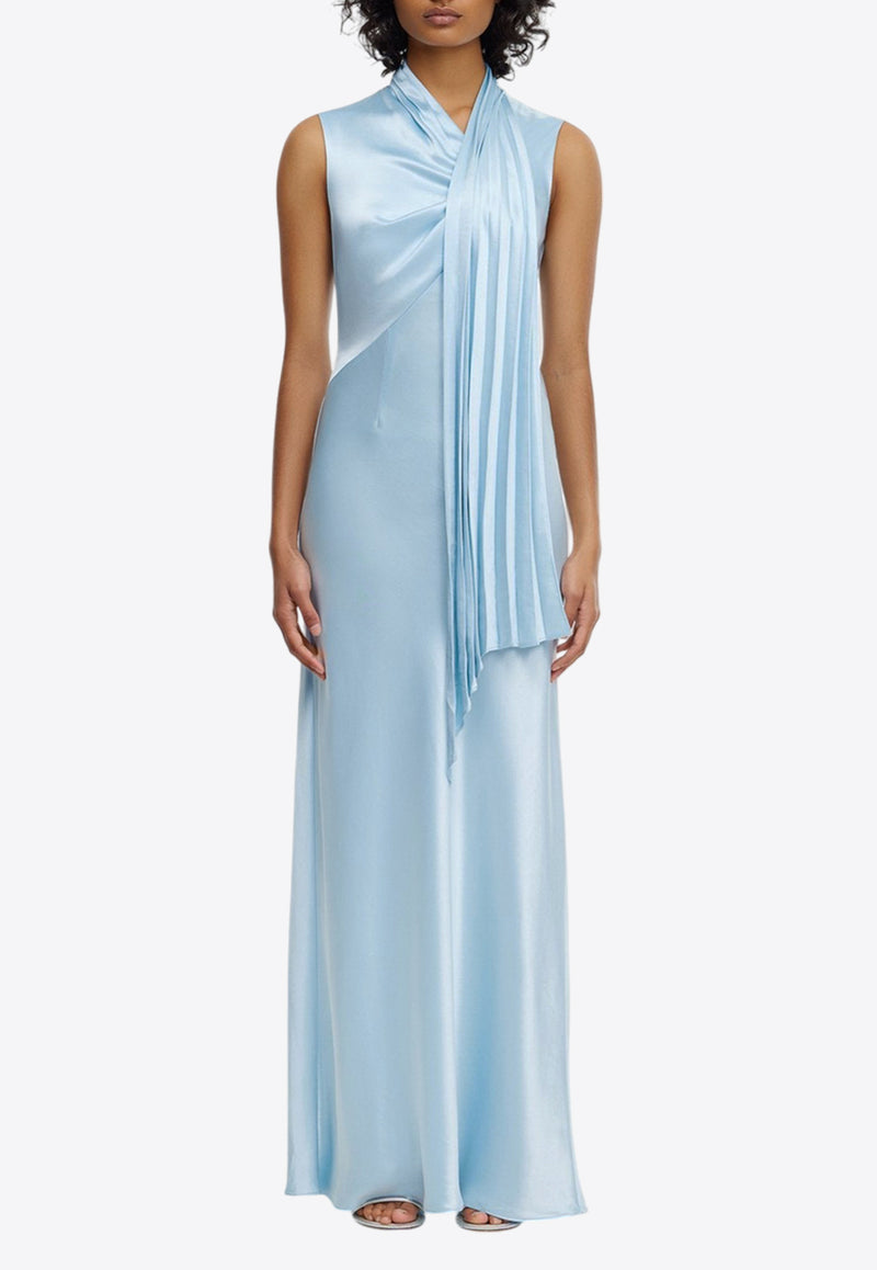 Acler Jeffries Draped Satin Maxi Dress Light Blue AD2407135D-LIGHTCORNFLOWERLIGHT BLUE