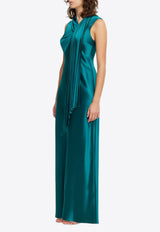 Acler Jeffries Draped Satin Maxi Dress Green AD2407135D-MYRTLEGREENGREEN