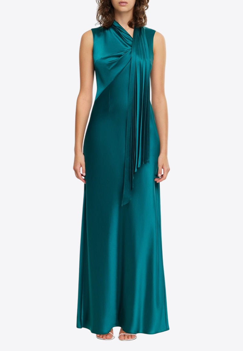 Acler Jeffries Draped Satin Maxi Dress Green AD2407135D-MYRTLEGREENGREEN