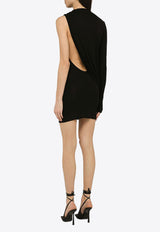 Andreadamo Draped Viscose One-Shoulder Mini Dress Black ADPS24DR08290473VI/O_ANDRA-0473