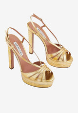 Aquazzura Aimée 130 Metallic Leather Platform Sandals Gold AEEHIGB0-LCNMTD MULTI GOLD