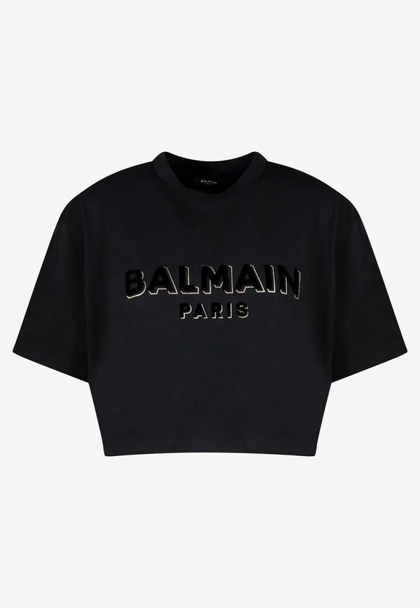 Balmain Logo Print Short Sleeve T-Shirt AF1EE020BC07BLACK MULTI