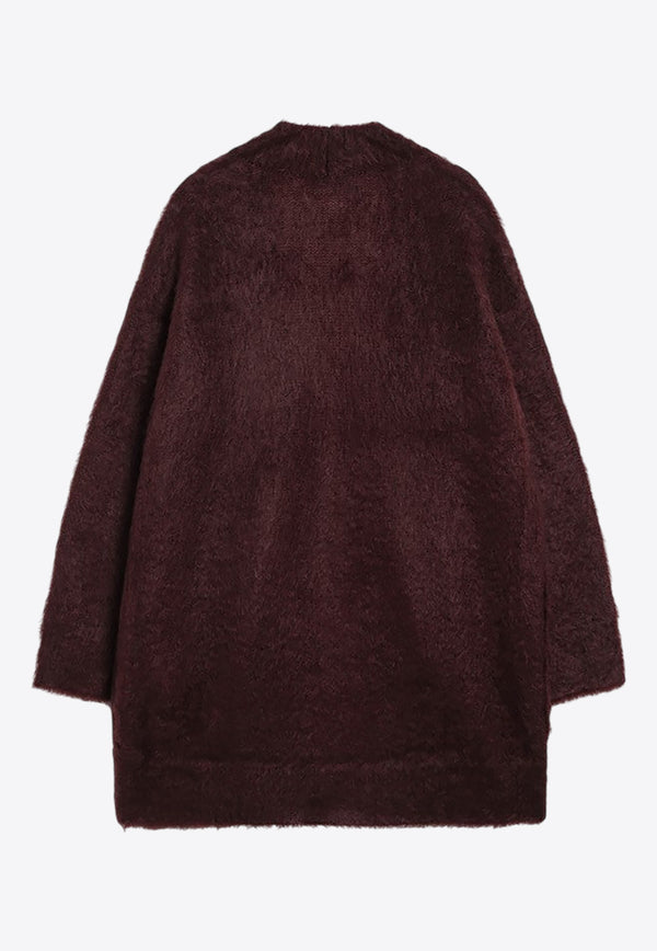 Max Mara Affetto Shaved Mohair Cardigan Burgundy AFFETTO1234WO/R_MAXM-003