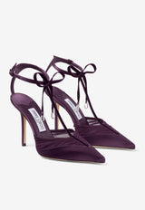 Jimmy Choo Afia 100 Mesh and Satin Pumps Purple AFIA/MESH 100 DQR WINTER BLOOM/WINTER BLOOM
