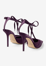 Jimmy Choo Afia 100 Mesh and Satin Pumps Purple AFIA/MESH 100 DQR WINTER BLOOM/WINTER BLOOM