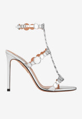 Aquazzura Afterglow 105 Metallic Leather Sandals Silver AGWHIGS0-SSYCCC SILVER