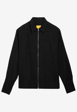 Airei Embroidered Logo Zipped Shirt Jacket Black AIR03B005CO/O_AIREI-BLK