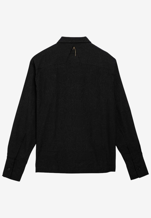 Airei Embroidered Logo Zipped Shirt Jacket Black AIR03B005CO/O_AIREI-BLK