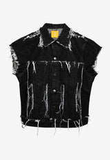 Airei Wear and Tear Washed Denim Vest Black AIR03J002CO/O_AIREI-WB