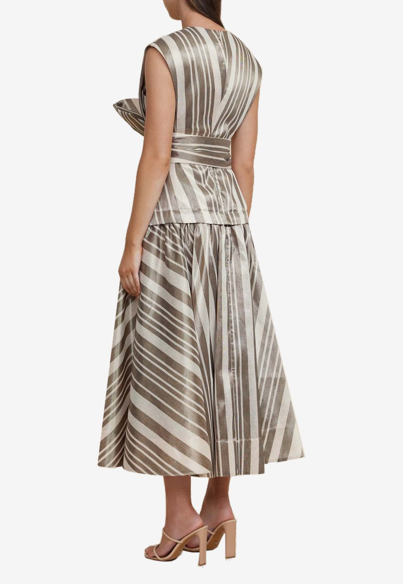 Acler Wilson Striped Midi Dress AL2310115D-METALLICSTRIPEWHITE MULTI