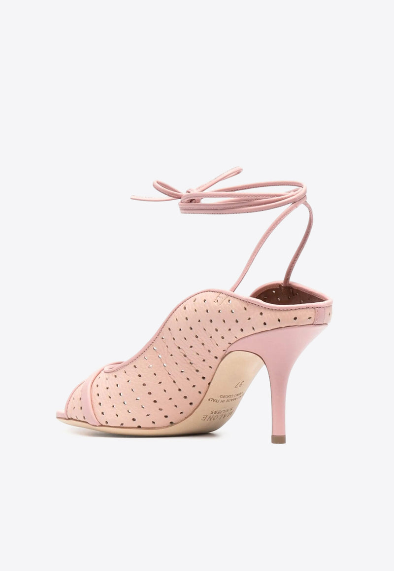 Malone Souliers Alba 70 Perforated Leather Sandals Pink ALBA 70-2 ROSE
