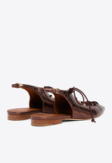 Malone Souliers Alessandra Lace-Up Flats ALESSANDRA10-3BROWN
