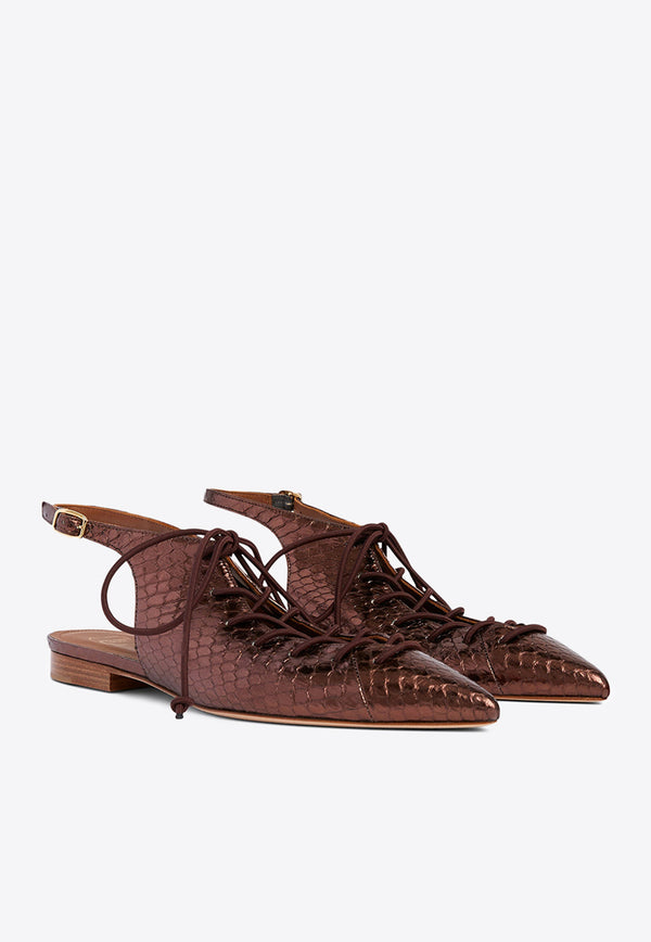 Malone Souliers Alessandra Lace-Up Flats ALESSANDRA10-3BROWN