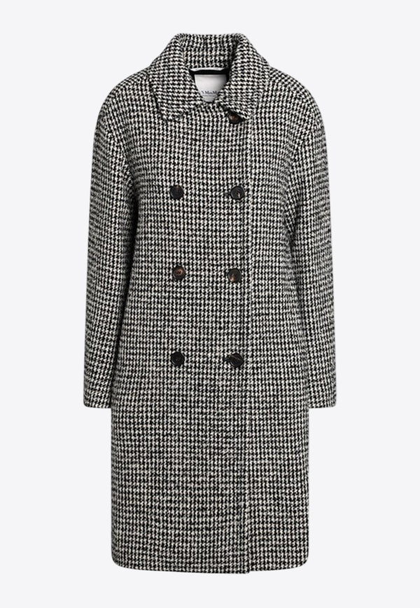 S Max Mara Alessia Houndstooth Double-Breasted Coat  Gray ALESSIAWO/R_MAXS-001