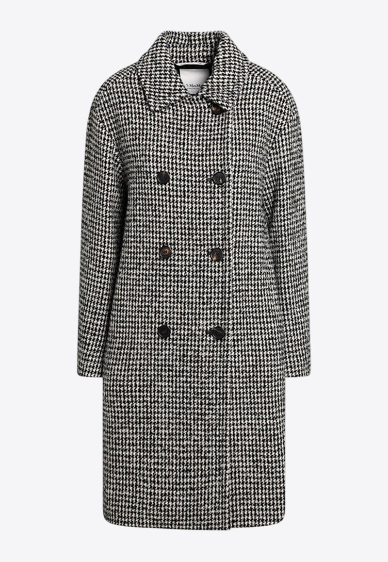 S Max Mara Alessia Houndstooth Double-Breasted Coat  Gray ALESSIAWO/R_MAXS-001
