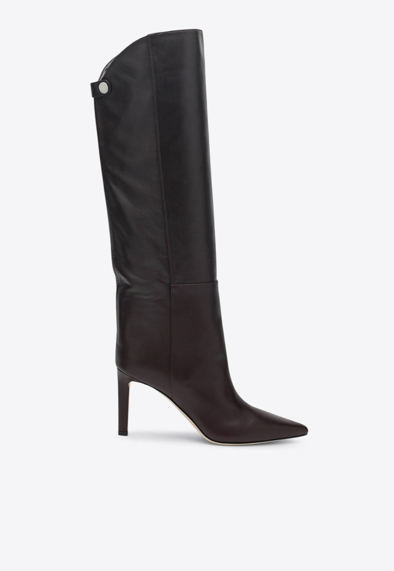 Jimmy Choo Alizze 85 Leather Knee-High Boots Merlot ALIZZEKB85SQM/R_JIMCH-DM