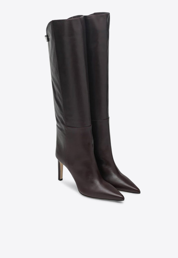 Jimmy Choo Alizze 85 Leather Knee-High Boots Merlot ALIZZEKB85SQM/R_JIMCH-DM
