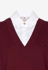 Elisabetta Franchi Logo Embroidered Layered Mini Dress Black AM09T56E2_CM4