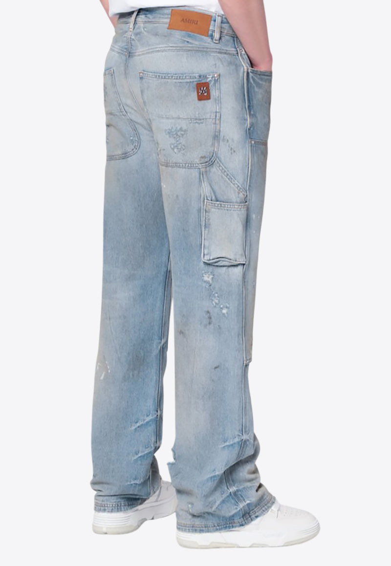Amiri Distressed Straight-Leg Carpenter Jeans Blue AMDNGH1083CO/R_AMIRI-543