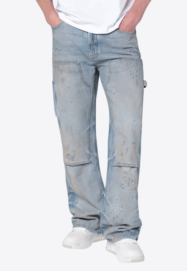 Amiri Distressed Straight-Leg Carpenter Jeans Blue AMDNGH1083CO/R_AMIRI-543