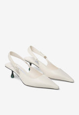 Jimmy Choo Amel 50 Pointed Slingback Pumps AMEL 50 CDO LATTE/MALACHITE