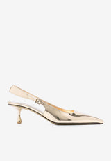 Jimmy Choo Amel 50 Pointed Metallic Pumps AMEL 50 QUI GOLD Gold