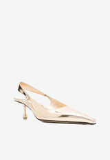 Jimmy Choo Amel 50 Pointed Metallic Pumps AMEL 50 QUI GOLD Gold