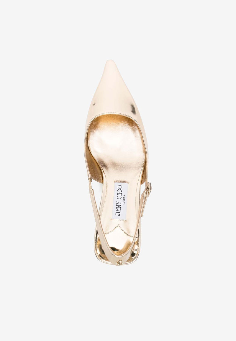 Jimmy Choo Amel 50 Pointed Metallic Pumps AMEL 50 QUI GOLD Gold