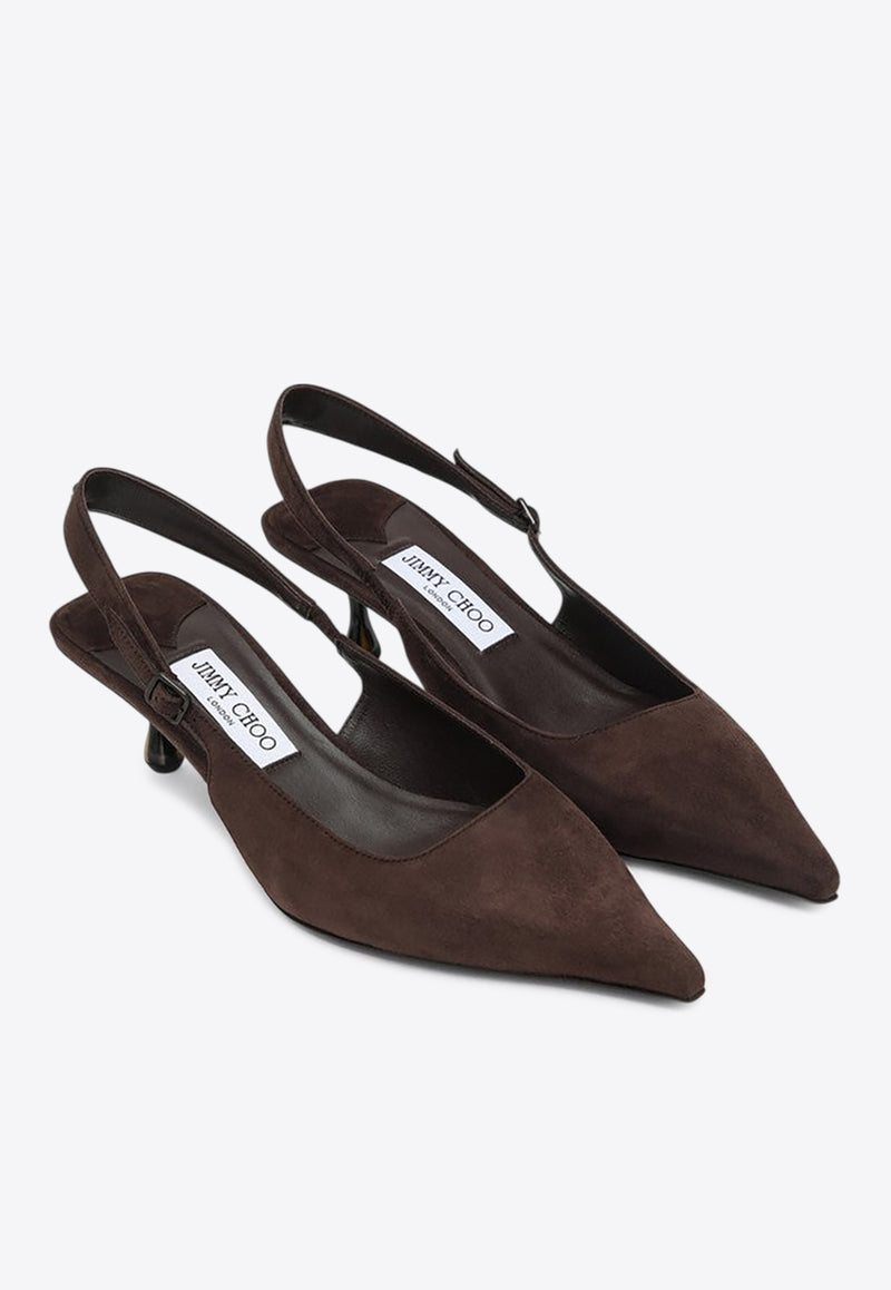 Jimmy Choo Amel 50 Suede Slingback Pumps  Brown AMEL50JRS/R_JIMCH-CH
