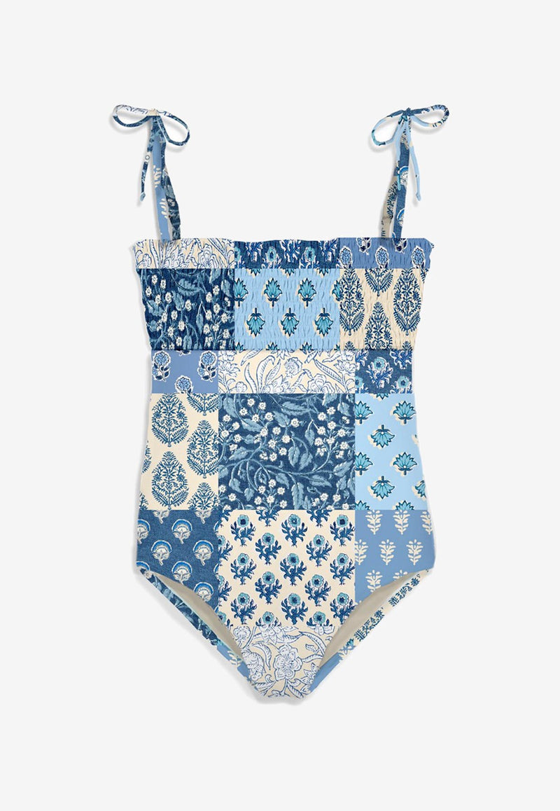 MC2 Saint Barth Kids Girls Amina Radical Patchwork One-Piece Swimsuit Blue AMI0001_BLUE MULTI