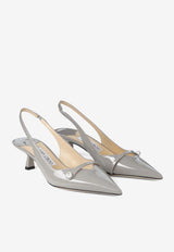 Jimmy Choo Amita 45 Patent Leather Slingback Pumps Dove AMITA 45 PAT DOVE