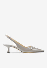 Jimmy Choo Amita 45 Patent Leather Slingback Pumps Dove AMITA 45 PAT DOVE