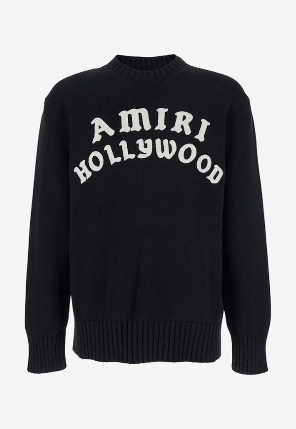 Amiri Hollywood Crewneck Sweater Black AMKNCW1094_BLACK