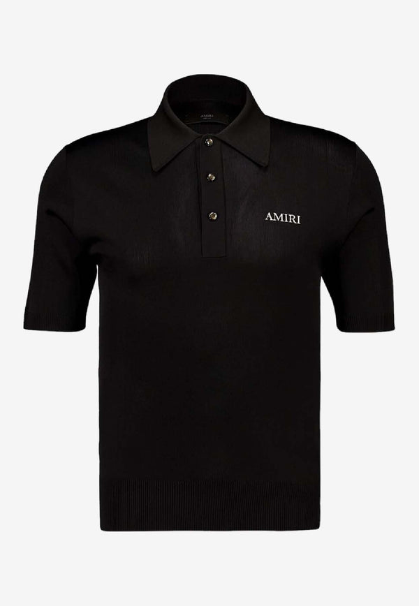Amiri Logo Embroidered Polo T-shirt Black AMKNPO1067_BLACK
