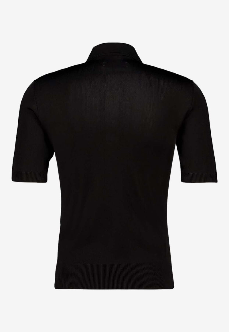 Amiri Logo Embroidered Polo T-shirt Black AMKNPO1067_BLACK